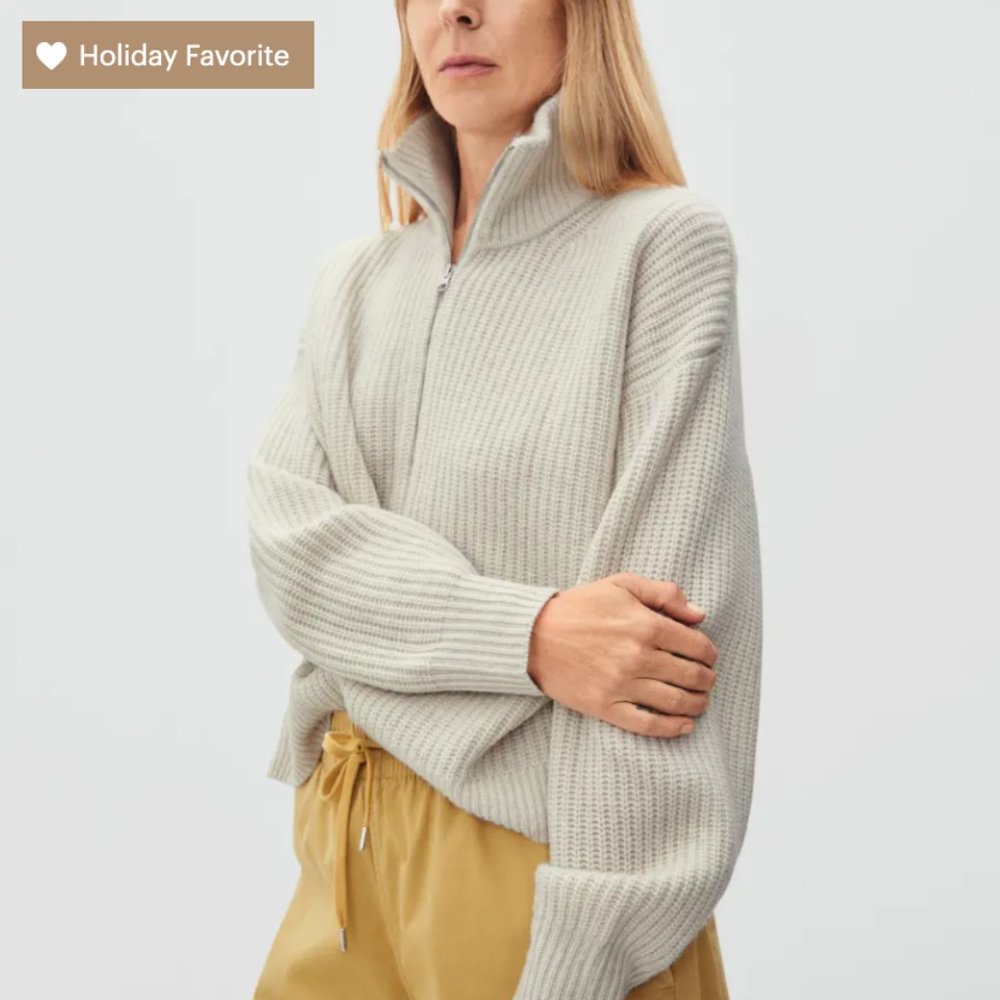Everlane felted merino half-zip sweater